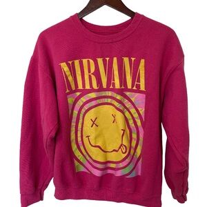 Nirvana Women’s Size XS/S Bright Pink Crew Sweatshirt GUC
